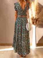Maxi Jurk met V-hals en Bloemenprint - Maxi Dresses - Jurkjes.co