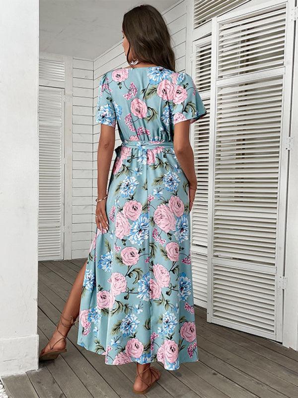 Maxi Jurk met V-hals en Bloemenprint - Maxi Dresses - Jurkjes.co