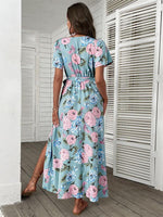 Maxi Jurk met V-hals en Bloemenprint - Maxi Dresses - Jurkjes.co