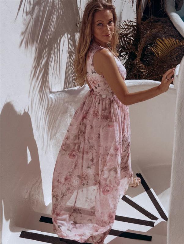 Maxi Jurk met V-hals en Bloemenprint - Maxi Dresses - Jurkjes.co