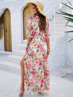 Maxi Jurk met V-hals en Bloemenprint - Maxi Dresses - Jurkjes.co