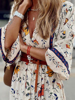 Maxi Jurk met V-hals en Bloemenprint - Maxi Dresses - Jurkjes.co