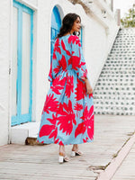Maxi Jurk met V-hals en Bloemenprint - Maxi Dresses - Jurkjes.co