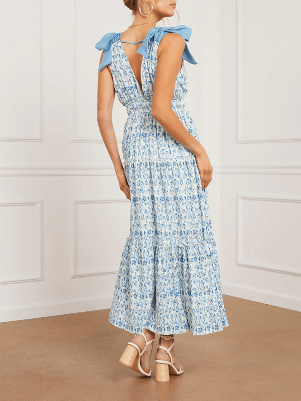 Maxi Jurk met V-hals en Bloemenprint - Maxi Dresses - Jurkjes.co