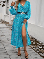 Maxi Jurk met V-hals en Bloemenprint - Maxi Dresses - Jurkjes.co