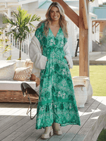 Maxi Jurk met V-hals en Bloemenprint - Maxi Dresses - Jurkjes.co