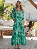 Maxi Jurk met V-hals en Bloemenprint - Maxi Dresses - Jurkjes.co