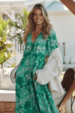 Maxi Jurk met V-hals en Bloemenprint - Maxi Dresses - Jurkjes.co