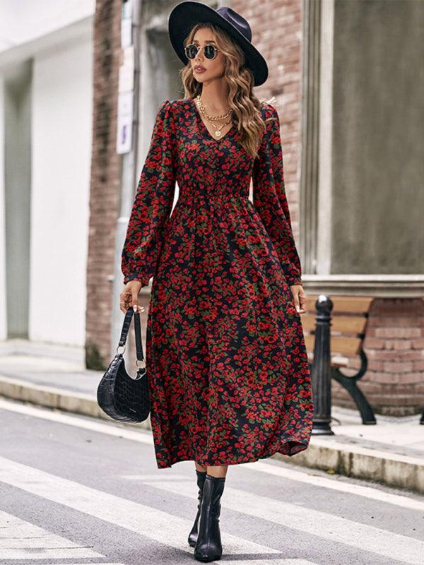 Maxi Jurk met V-hals en Bloemenprint - Maxi Dresses - Jurkjes.co