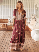 Maxi Jurk met V-hals en Bloemenprint - Maxi Dresses - Jurkjes.co