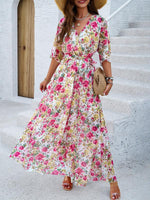 Maxi Jurk met V-hals en Bloemenprint - Maxi Dresses - Jurkjes.co