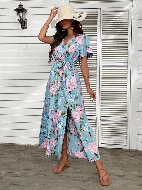 Maxi Jurk met V-hals en Bloemenprint - Maxi Dresses - Jurkjes.co
