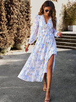 Maxi Jurk met V-hals en Bloemenprint - Maxi Dresses - Jurkjes.co