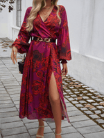 Maxi Jurk met V-hals en Bloemenprint - Maxi Dresses - Jurkjes.co