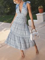 Maxi Jurk met V-hals en Bloemenprint - Maxi Dresses - Jurkjes.co