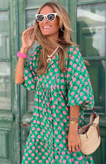 Maxi Jurk met V-hals en Bloemenprint - Maxi Dresses - Jurkjes.co