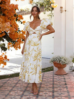 Maxi Jurk met V-hals en Bloemenprint - Maxi Dresses - Jurkjes.co