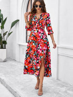Maxi Jurk met V-hals en Bloemenprint - Maxi Dresses - Jurkjes.co