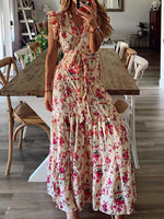 Maxi Jurk met V-hals en Bloemenprint - Maxi Dresses - Jurkjes.co