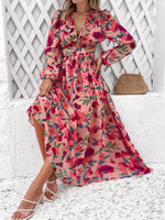 Maxi Jurk met V-hals en Bloemenprint - Maxi Dresses - Jurkjes.co