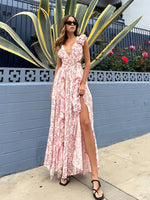 Maxi Jurk met V-hals en Bloemenprint - Maxi Dresses - Jurkjes.co