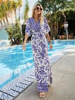 Maxi Jurk met V-hals en Bloemenprint - Maxi Dresses - Jurkjes.co