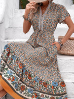 Maxi Jurk met V-hals en Bloemenprint - Maxi Dresses - Jurkjes.co