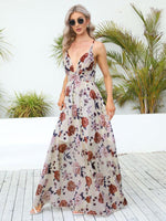 Maxi Jurk met V-hals en Bloemenprint - Maxi Dresses - Jurkjes.co