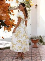 Maxi Jurk met V-hals en Bloemenprint - Maxi Dresses - Jurkjes.co