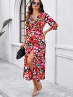 Maxi Jurk met V-hals en Bloemenprint - Maxi Dresses - Jurkjes.co