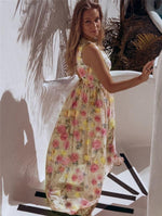 Maxi Jurk met V-hals en Bloemenprint - Maxi Dresses - Jurkjes.co