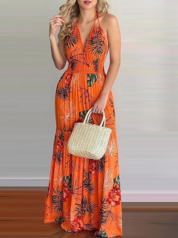 Maxi Jurk met V-hals en Bloemenprint - Maxi Dresses - Jurkjes.co