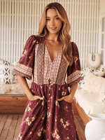 Maxi Jurk met V-hals en Bloemenprint - Maxi Dresses - Jurkjes.co