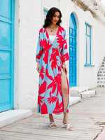 Maxi Jurk met V-hals en Bloemenprint - Maxi Dresses - Jurkjes.co