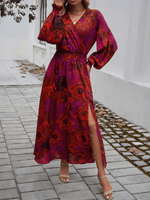 Maxi Jurk met V-hals en Bloemenprint - Maxi Dresses - Jurkjes.co