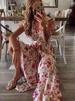 Maxi Jurk met V-hals en Bloemenprint - Maxi Dresses - Jurkjes.co