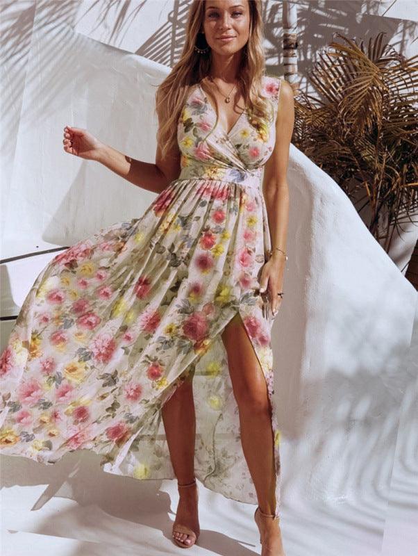 Maxi Jurk met V-hals en Bloemenprint - Maxi Dresses - Jurkjes.co