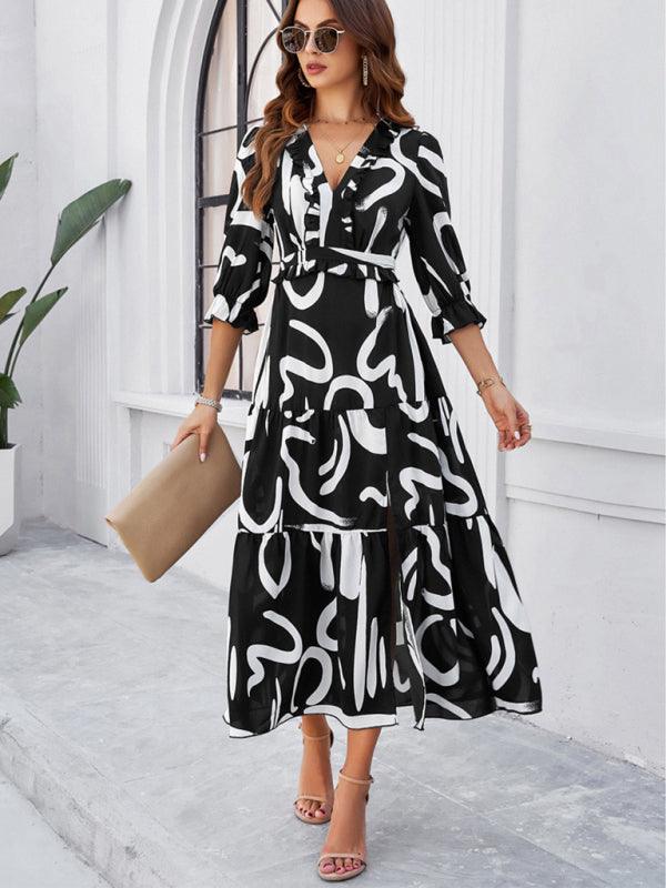 Maxi Jurk met V-hals en Bloemenprint - Maxi Dresses - Jurkjes.co