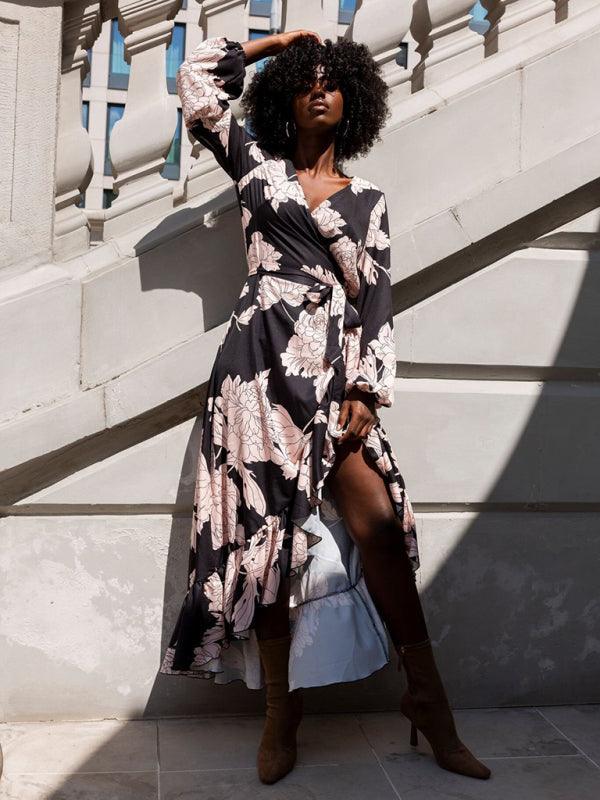 Maxi Jurk met V-hals en Bloemenprint - Maxi Dresses - Jurkjes.co