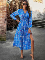 Maxi Jurk met V-hals en Bloemenprint - Maxi Dresses - Jurkjes.co