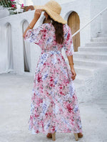 Maxi Jurk met V-hals en Bloemenprint - Maxi Dresses - Jurkjes.co