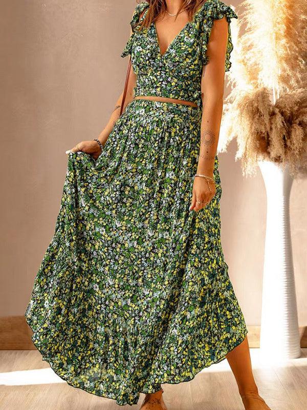 Maxi Jurk met V-hals en Bloemenprint - Maxi Dresses - Jurkjes.co