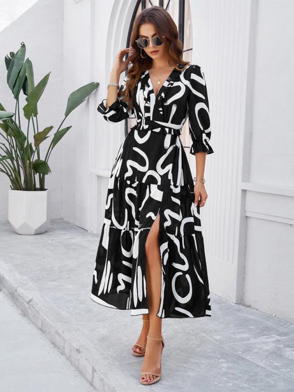 Maxi Jurk met V-hals en Bloemenprint - Maxi Dresses - Jurkjes.co