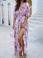 Maxi Jurk met V-hals en Bloemenprint - Maxi Dresses - Jurkjes.co