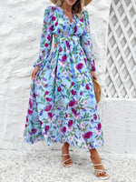 Maxi Jurk met V-hals en Bloemenprint - Maxi Dresses - Jurkjes.co