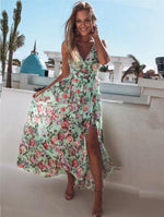 Maxi Jurk met V-hals en Bloemenprint - Maxi Dresses - Jurkjes.co