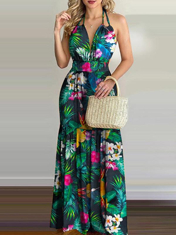 Maxi Jurk met V-hals en Bloemenprint - Maxi Dresses - Jurkjes.co