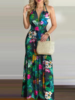 Maxi Jurk met V-hals en Bloemenprint - Maxi Dresses - Jurkjes.co