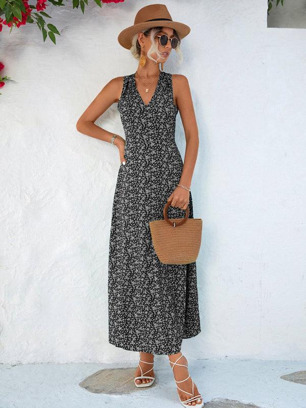Maxi Jurk met V-hals en Bloemenprint - Maxi Dresses - Jurkjes.co