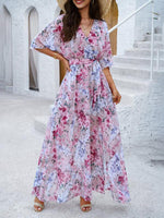 Maxi Jurk met V-hals en Bloemenprint - Maxi Dresses - Jurkjes.co